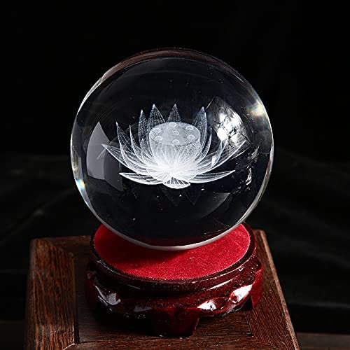ZCBYBT Geschnitzte Lotus Kristallkugel Feng Shui Glas Ball Home Decoration Foto Ball Requisiten Kunst Dekoration Fotografie Rahmen ist sehr gut geeignet,7.9inch