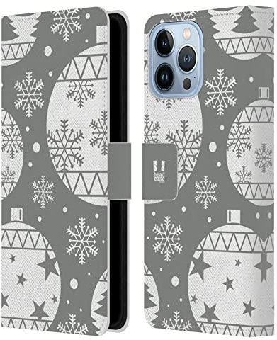 Head Case Designs Balls Silver Holiday Collection Leather Wallet Case Compatible With Apple iPhone 13 Pro Max