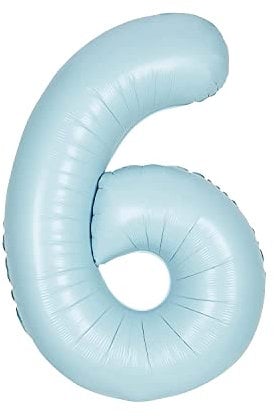 Unique Party 13896 - Riesenzahl 6 Luftballon - 86 cm - Matt Hellblau