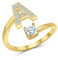 Zelaro Zirkonia Ring mit Initialen Gold Pärchen Ringe für Mädchen Geschenk für Freundin, Freund Ring mit Buchstabe Frauen Ring als Schmuck Ringe zum Jahrestag Verstellbare Ringe in Gold (A)