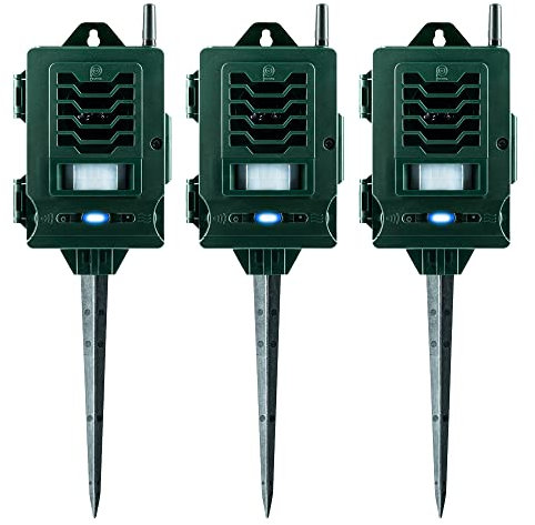 Pestbye® Ultrasonic Smart Link Cat Repellent System - Battery Powered Motion Activated & Waterproof - The Ultimate in Cat Repellers with Ground Stake - Set of 3