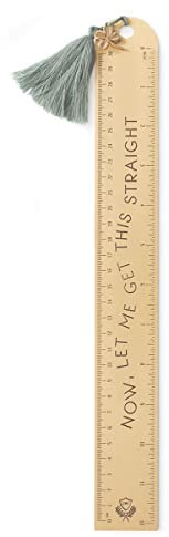 Design Works Ink Kupfer-Metall-Lineal mit Anhänger und Quaste, gerader Rand, Grün, 30 x 4 cm