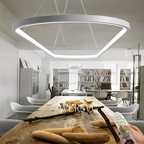 WERSVG Modern Esstischlampe LED Pendelleuchte Oval Design Hängelampe Dimmbar 3500K-6500K Weiß hängeleuchten & pendelleuchten Höhenverstellbar, für Wohnzimmer Esszimmer Küche Büro L100cm, 45W