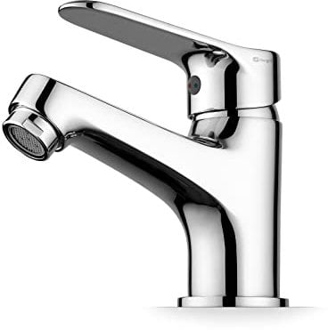 Ibergrif Wasserhahn Bad – Einhandmischer Waschtischarmatur mit geräuscharmem Keramikkartuschenventil, gebürsteter Edelstahl und Chrom, Silber, Modell M11059