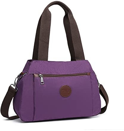 KONO Damen Handtasche Hobo Schultertasche Vintage Top Griff Crossbody Tasche Casual Multifunktion Tote Bag für Arbeit Einkaufen, Purple, Inch