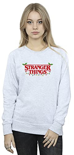 Absolute Cult Netflix Women's Stranger Things Christmas Lights Sweatshirt Sport Grey Medium