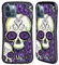Head Case Designs Violett Blühende Totenköpfe Hybride Handyhülle Hülle Huelle kompatibel mit Apple iPhone 12 / iPhone 12 Pro