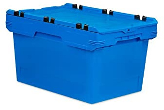 PROREGAL Conical Mehrweg-Stapelbehälter mit Krokodildeckel Blau | HxBxT 34,9x41x61cm | 58 Liter | Lagerbox Eurobox Transportbox Transportbehälter Stapelbehälter