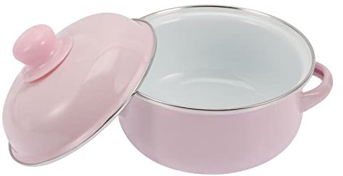 Operitacx Pot De Lait Marmite En Émail Avec Couvercle Marmite À Ragoût Avec Poignée Dural 1. 1L Marmite Marmite En Émail Vintage Marmite En Émail Profond Pour Cuisinière Rose Grand Pot