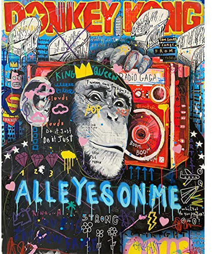 Tucocoo Monkey King Peinture par numéro pour adultes, Street Pop Art Kit de peinture à l'huile sur toile avec pinceaux et pigments acryliques Graffiti Animal Image pour décoration d'intérieur 40,6 x