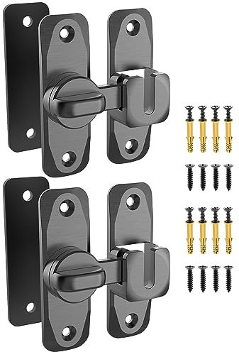 MeBantoo 90/180 Degree Flip Barn Door Lock, Protect Privacy - Security Sliding Door Latch, Small Gate Latches Hardware for Barn, Garden, Bathroom, Cabinet, Window (Grey-1PCS)
