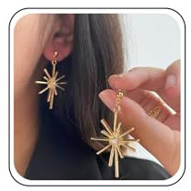 Inilbran Boho-Kristall-Sunburst-Ohrringe, Vintage-Ohrringe mit aufgehender Sonne, Gold-Sonnenblumen-Ohrringe, Sonnenaufgang, himmlische Ohrstecker, Schmuck für Frauen und Mädchen