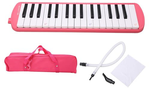 SPYMINNPOO Melodica mit 32 Tasten, Mundstück, Melodica-Instrument mit Tragetasche, Musikunterrichtsinstrument für Anfänger, Kinder und Erwachsene Zum Üben (Rosa)