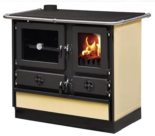 INTERSTOVES - Cuisinière à bois MAGNUM MBS en fonte | Sortie côté gauche - Beige