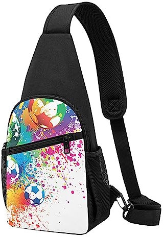 Sport Fußball Aquarell Druck Sling Rucksack Unisex Sport Brust Taschen Crossbody Umhängetasche, Schwarz , Einheitsgröße