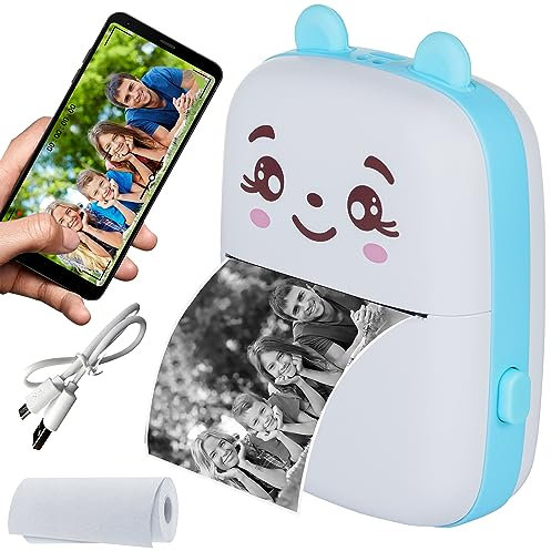 EXTRALINK EPP-002 Drucker Blau, Thermodrucker,Drucker Bluetooth, USB-C,1200 mAh, 210 DPI, Etikettendrucker,Taschendrucker, kompatibel mit Android und iOS, viele Funktionen Text- und Etiketteneditor