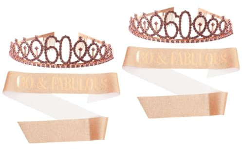 DOITOOL 2sätze Geburtstag Krone Und Schärpe Set Elegante Roségold Partydekoration Für Frauen Haltbare Und Leichte Geburtstagsaccessoires Für Unvergessliche Feiern