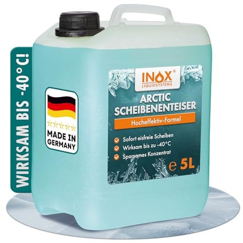 INOX - Schnell wirkender Scheibenenteiser 4x5l | Effektiver Scheibenenteiser Nachfüller | Scheiben Enteisen ohne Kratzen | Schlierenfreies Scheibenenteisen | Wirksam bis -40 Grad