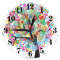 djfhwvjxt Orologio da parete con albero della vita, orologio da parete a batteria, albero colorato con foglie di cuore, amore, vita, silenzioso, senza ticchettio, orologio da parete rotondo