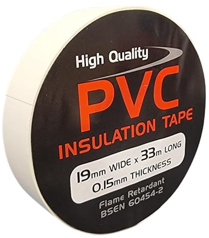 1 Roll of White PVC Electrical Insulation Tape, 33m Long x 19mm Wide, Adhesive Insulating Tape for Protecting Electrical Wires