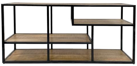 Amago home Standregal Raumteiler Bücher- Medienregal Bücherbord 130x60x36cm Metall Holzböden massiv