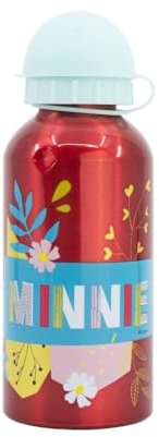 My sweety pop - Gourde - Aluminium - Pour enfant - Crèche - Maternelle - Ecole - Vacances - Repas - 17,5 cm – 400 ml - Hydratation - Idée Cadeau - Minnie Mouse - Rouge - pour fille