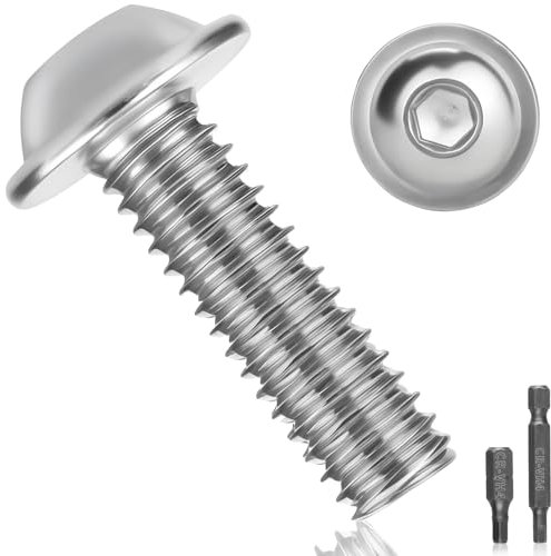 25 Pièces Vis M5 Boulon Inox M6x40mm Vis à Tête Poelier Bombée Avec Bride et Six Pans Creux A2 V2A Vis à Métaux Bouton Vis à Tête Hexagonale Acier Inoxydable Entièrement pour Génie Mécanique