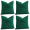 Sungeek 4er Set Kordsamt Kissenbezüge, Dekorativ Zierkissenbezüge Weich Kissenbezug Dekokissen Sofakissen Couchkissen Deko Bezug Kissenhülle für Sofa Schlafzimmer Wohnzimmer (Dunkelgrün, 45x45 cm)