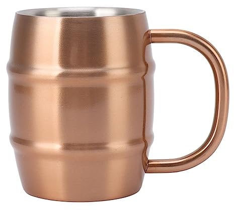 Cyrank Stainless Steel Coffee Mug, Classic Beer Stein Double Wall Insulated Travel Cup Vacuum Coffee Cup Metal Mug with Handle for Home(Golden)