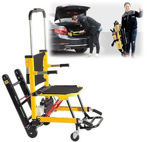 WOLWES Sillas De Ruedas Eléctricas para Subir Escaleras,Silla para Subir Y Bajar Escaleras,Salvaescaleras Portátil,Escalador De Escaleras Eléctrico sobre Orugas,para Pacientes De Edad Yellow