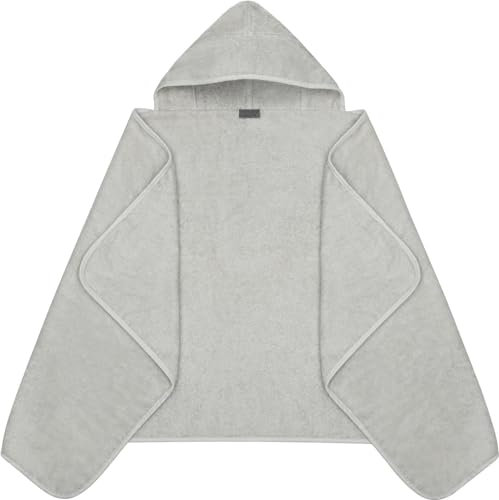 normani Baby Kapuzentuch Frottee Kapuzenhandtuch aus 100% Bio-Baumwolle - Badetuch für Kinder extra groß 140x70 cm Farbe Hellgrau