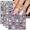 5D Halloween Nail Stickers, 4 Sheets 5D Self-Adhesive Embossed Purple Nail Decal Ghost Pumpkin Nail Art Decoration Design Supplies