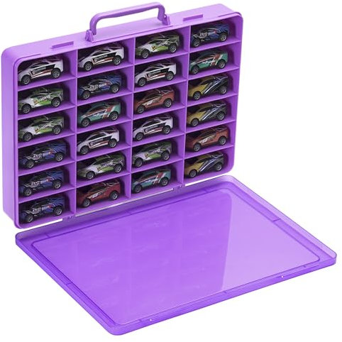 RISOU Toy Storage Case for Hot Wheels Car, for Matchbox Car, for 5 Surprise Mini Brand Series 1 2 3 4, for Mini Toy and More. - Toy Organizer with 24 Storage Compartments.(Box only),Purple