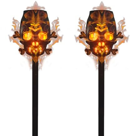 2 Stück Solarleuchten für Außen, Halloween-Totenkopf-Deko mit 300mAh-Erdspieß aus Kunststoff, Lichtempfindliche Smart-Funktion