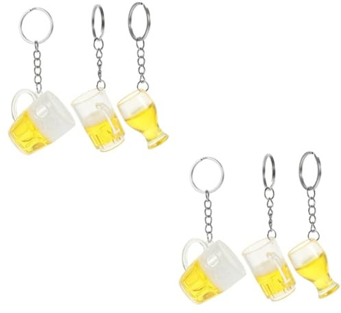 SHOWERORO 6 Stk Bierkrug Schlüsselanhänger Mini-schlüsselanhänger Bierkrugmodell Auto -anhänger Bierkrug- Gastgeschenke Abs