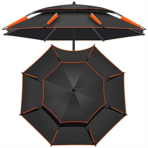 Parasol de plage portable coupe-vent noir avec 8 baleines pour la pêche et la protection du jardin 2,4 m