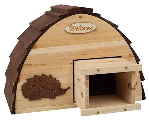 URBNLIVING Wooden Best Pet Garden Hedgehog Hotel Nature Hibernation Box with Roof Nature Shelter Home Predator Proof Indoor Outdoor All-Season Wildlife Habitat