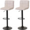 2er-Set Barhocker HWC-G87, Tresenhocker Barstuhl, höhenverstellbar drehbar, Stoff Chenille (465g/m²) FSC® - Creme-beige