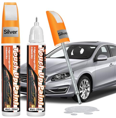 prowithlin Reparador Arañazos Coche - 40ml, Paquete de 2 - Bolígrafo de Pintura para Coche Dos en Uno, Rápida Reparación de Arañazos en Coches (Plata)
