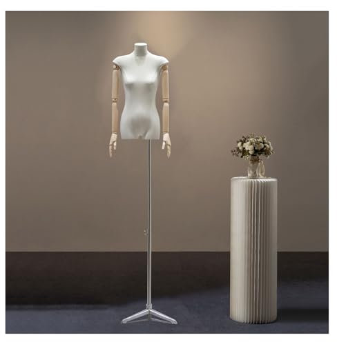 schneiderpuppe Weiblich Schneiderpuppe Schaufensterpuppe, Höhenverstellbar 52-76 Schneiderbüste Mit Holzarmen, Abnehmbar Nähtorso Schneiderpuppen Für Kleid Schmuck Display for Clothing Shop Dresses(