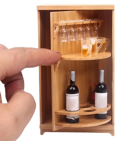 Mini cave à vin de maison de poupée - Meubles en bois durables, parfaits pour équiper vos créations de maison de poupée | Convient aux et aux adultes qui aiment les miniatures