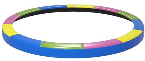 SPORTNOW 12FT Trampoline Spring Cover, Plastic Trampoline Pad Replacement with Elastic Cord, Waterproof, UV Resistant and Tear-Resistant, Multi-Colored