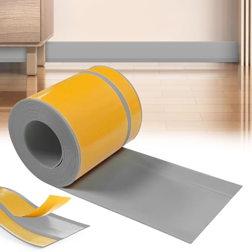 YushengTai Grau Weichsockelleiste selbstklebend, 60mm x 20mm x 15 m PVC Sockelleiste Selbstklebend, Weich Sockelleiste Abschlussleiste, Flexible skirting Board Trim für Küche und Badezimmer (Grau)