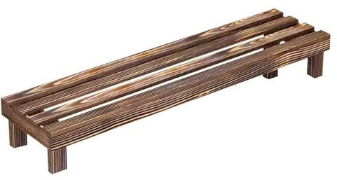 Étagère en bois carbonisé pour plantes - Support de fleurs sur pied - Base surélevée pour plusieurs petites plantes - 80 cm - Présentoir intérieur/extérieur