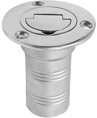 Hoypeyfiy 38 mm Bootsdeck-Kraftstofffüller, Marine-Tankdeckel aus Edelstahl mit Schlüssellosem Verschluss, Wassereinspritzanschluss für Boote LKWs Wohnwagen Anhänger