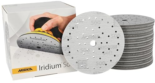 Mirka Schleifscheiben Iridium Soft Ø 150 mm P500 Klett Multifit 20 Stück | Schaumbasiertes Schleifmittel für präzises Finish Klarlackschliff und Karosseriereparatur mit Aluminiumoxid