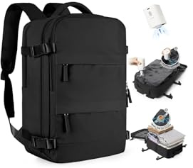 SZLX Sac à Dos Sous Vide Voyage 40x30x20 avec pompe Bagage Cabine 40x30x20 Ryanair Wizz air Easyjet Sac de Voyage Sous Vide Bagage à Main Avion Femme Sac à Dos Ordinateur Portable 14 Pouces Homme