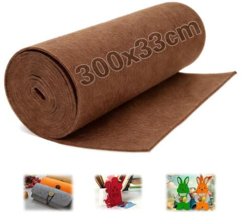 Ezitruz Filzstoff Braun, Filz Meterware 300×33 cm, Filz 3 mm Dick, Filzrolle Filzmatten zum Fuschneiden Bastelfilz Polyester für DIY Basteln Aufbewahrungstasche Filzunterlage Patchwork Stickfilz
