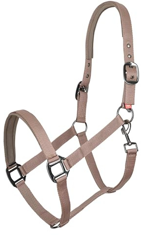 Imperial Riding Halfter Classic Sport aus robustem Nylon, weich gepolstert mit Neopren, verstellbar, mit Karabiner & luxuriösen Roségold-/Goldbeschlägen, komfortables Pferdehalfter, Cappuccino, Fohlen