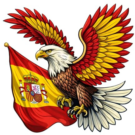 Pegatina Vinilo Águila con Alas de España y Bandera de España para Moto Coche Casco Laptop Resistente Agua UV Tintas Ecosolventes (29 x 28,5 cm)